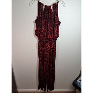 NWT Thalia Jumpsuit Party Club Animal Print Y2K Business Casual Red Size Medium